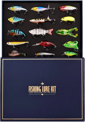 Fishing Lures Kit for Diving Bass/Trout/Pike with Lifelike Action, Fishing Gear Set for Freshwater and Saltwater