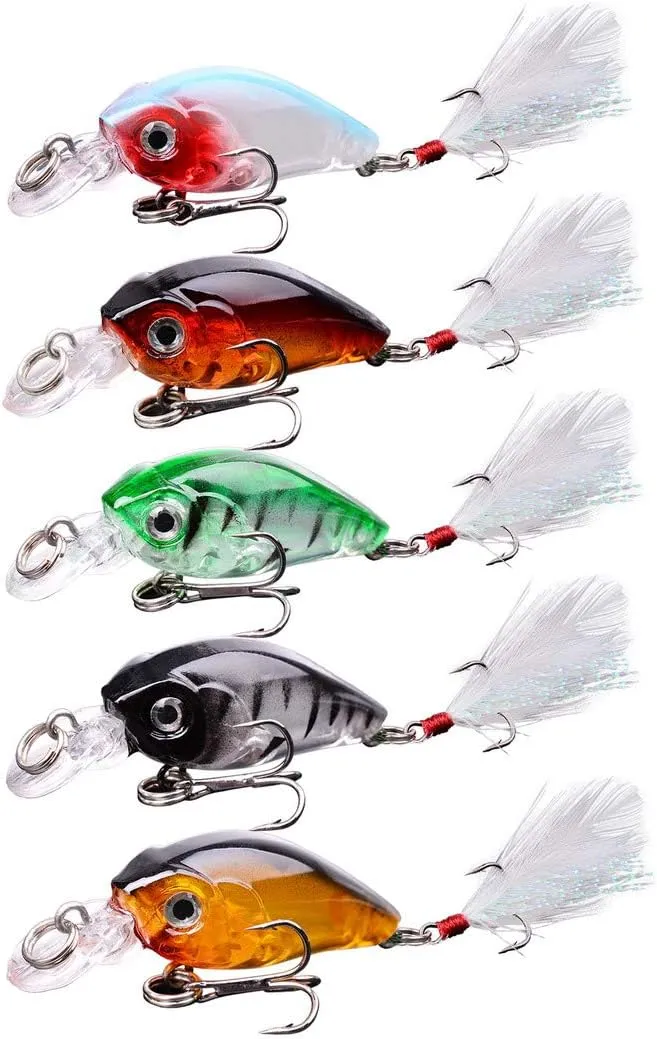 Fishing Lures Kit Mixed Including Minnow Popper Crank Baits with Hooks for Saltwater Freshwater Trout Bass Salmon Fishing