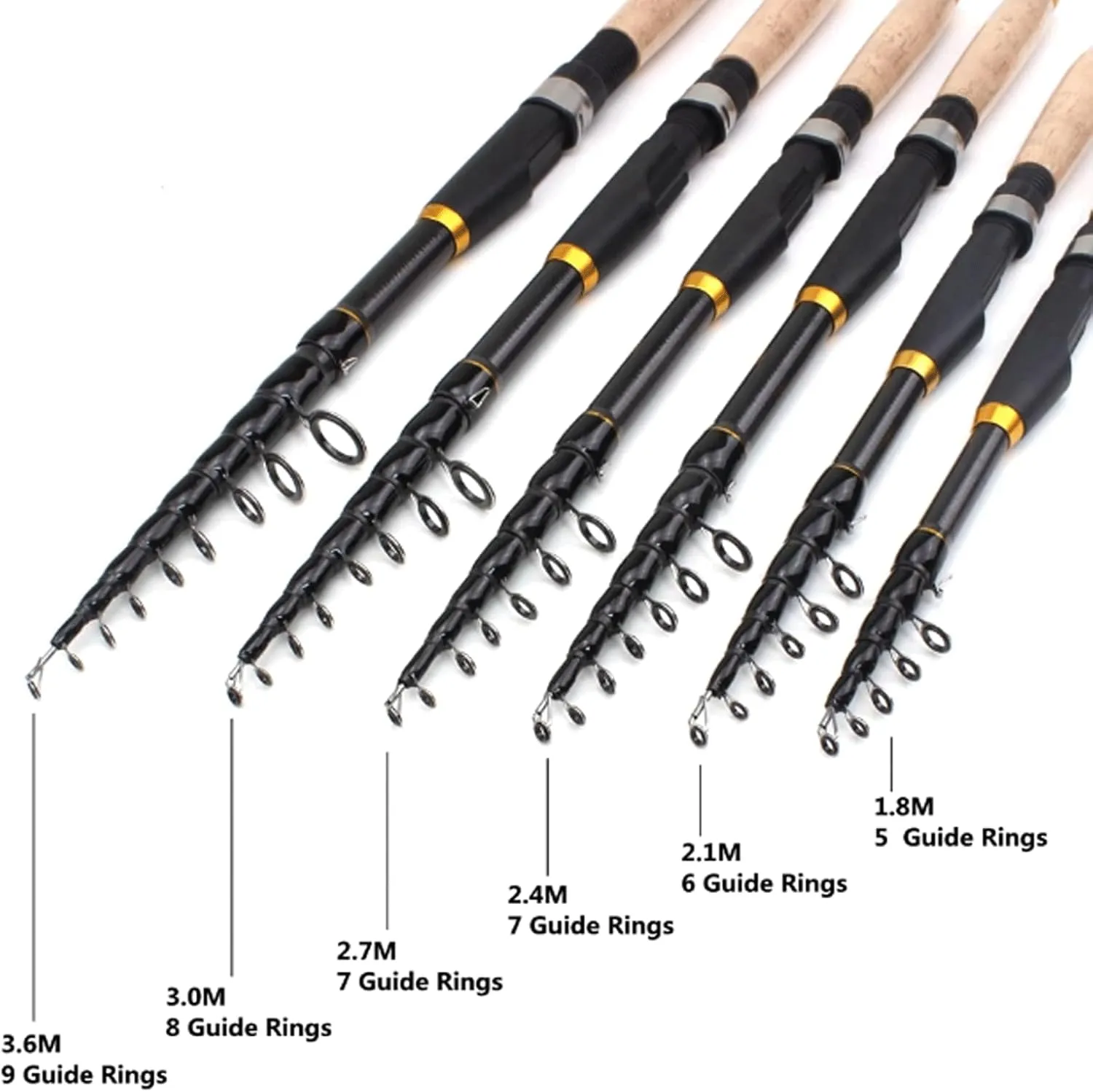 Fishing Rods Travel Spinning Fishing Rod 1.8M 2.1M 2.4M 2.7M 3.0M 3.6M Telescopic Fishing Rod Short Portable Sea Pole Fishing Accessories