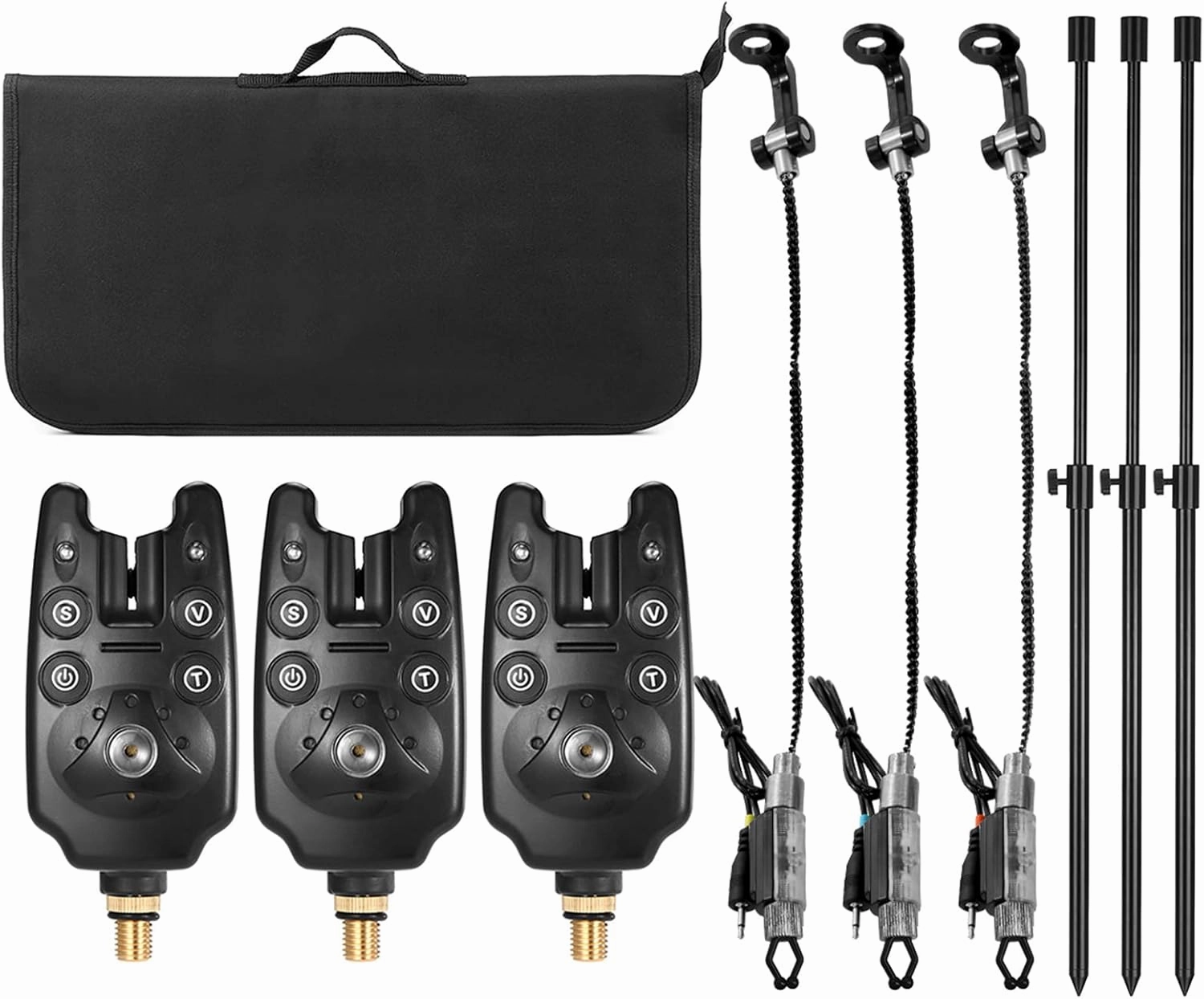 Fishing Bite Alarms Fishing Banksticks s Set with Padded Fishing Bag