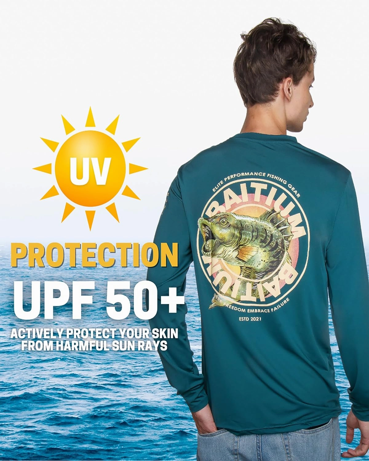 Fishing Shirts for Men, Mens Fishing Shirts Long Sleeve, UPF 50 Quick Dry, Rash Gaurd, Fishing Clothes for Men, Fishing Gear