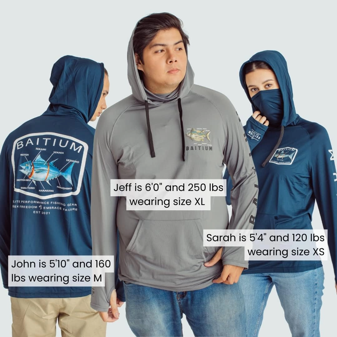 Fishing Shirts for Men,UPF50 Hooded Long Sleeve with Gaiter, Sun Protection Dry Fit Apparel, Face Mask, Fishing Clothes