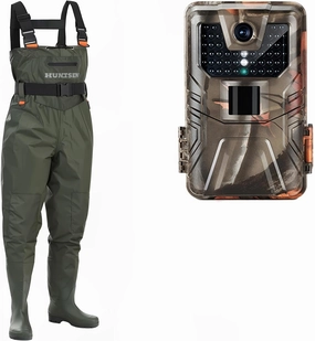 Fishing Waders for Men Women with Boot Hanger,Phone Case Size 12 4K 48MP WiFi Trail Camera - Bluetooth Game Camera with Night Vision 0.2sTrigger Motion Activated IP66 Waterproof 130°Wide Angle