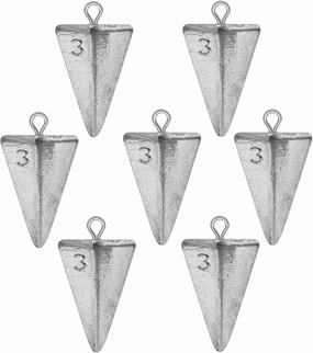Fishing Weights Pyramid Sinkers Kit Bullet Fishing Weights Sinkers for Ocean Saltwater Surf Fishing - Essential Tackle Set in 1oz, 2oz, 3oz, 4oz Sizes