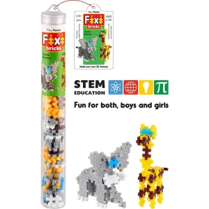 Fixi Bricks Jungle Tube 1 - Elephant and Giraffe - 110 Pieces (6-10 Years)