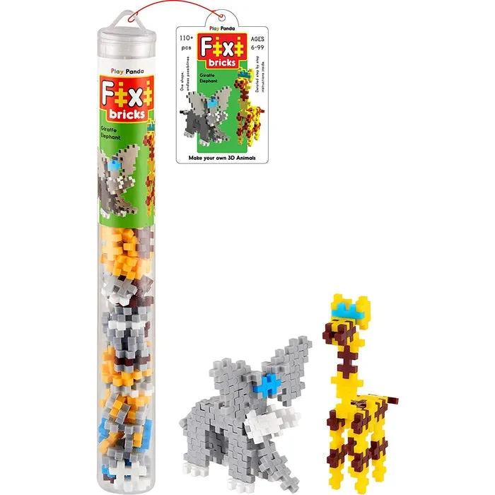 Fixi Bricks Jungle Tube 1 - Elephant and Giraffe - 110 Pieces (6-10 Years)