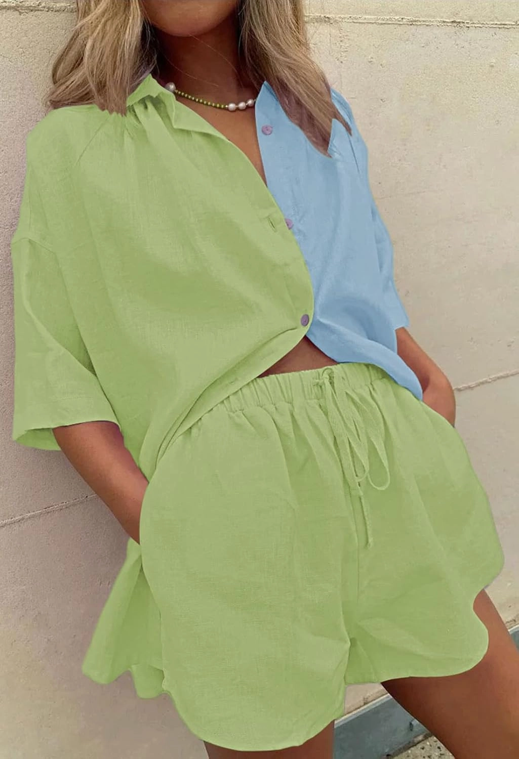 Fixmatti Women 2 Piece Outfit Summer Short Sleeve Top and Shorts Sweatsuit Set