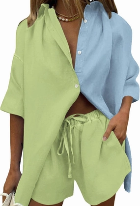 Fixmatti Women 2 Piece Outfit Summer Short Sleeve Top and Shorts Sweatsuit Set
