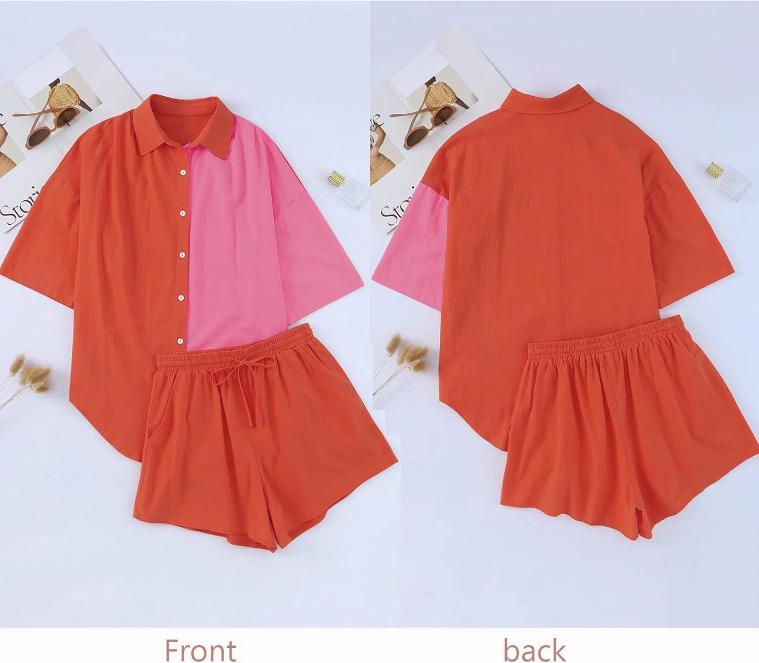 Fixmatti Women 2 Piece Outfit Summer Short Sleeve Top and Shorts Sweatsuit Set