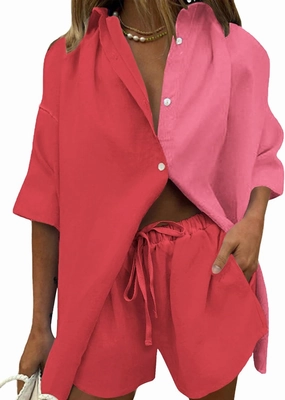 Fixmatti Women 2 Piece Outfit Summer Short Sleeve Top and Shorts Sweatsuit Set