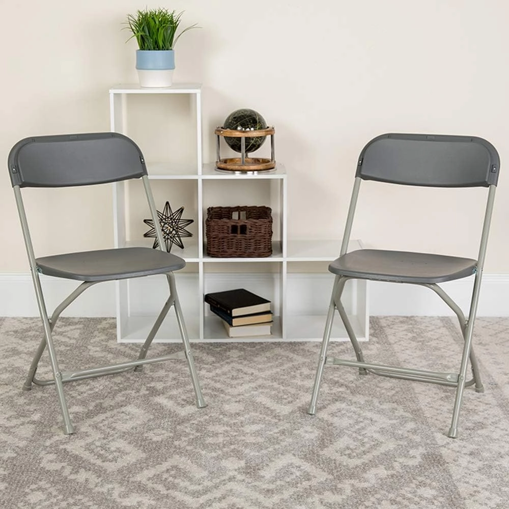 Flash Furniture Hercules Series Plastic Folding Chairs for Parties and Weddings, Stackable Commercial Event Seats, Set of 10, Gray