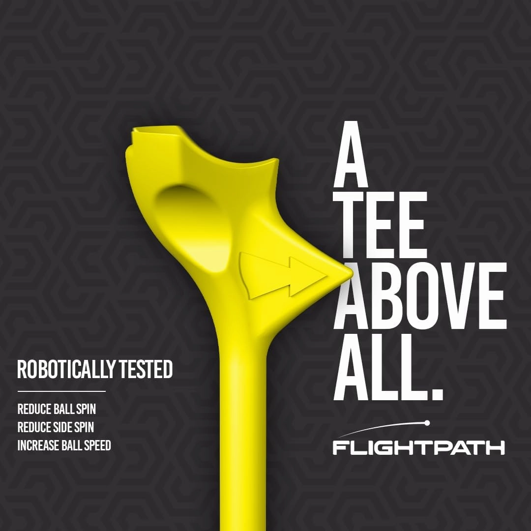 FLIGHTPATH Premium Golf Tees - 3.25" Durable Plastic Golf Tees Designed to Enhance Golf Shot Distance & Precision - Robotically Tested to Reduce Ball Spin - USGA Approved Golf Equipment
