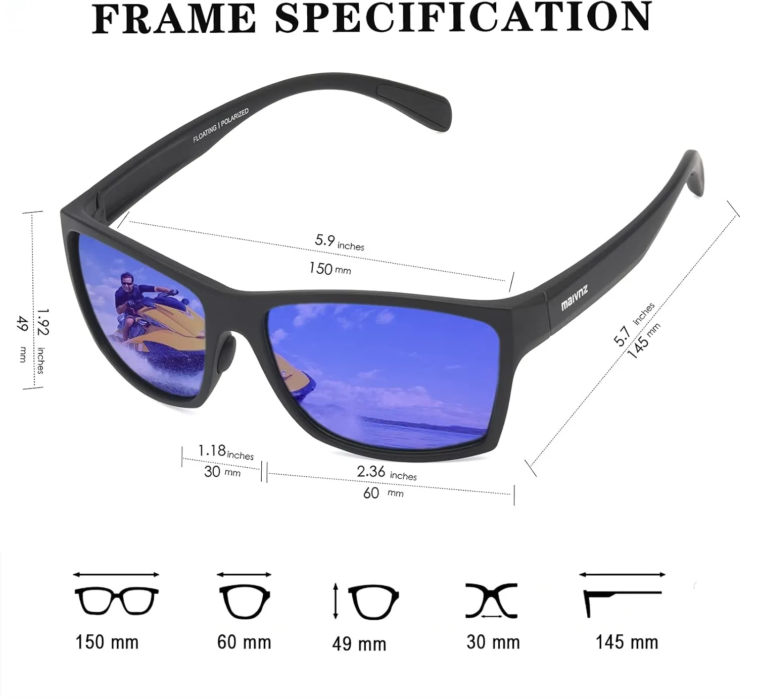 Floating Polarized Fishing Sunglasses for Men UV Protection Fishing Glasses Boating Kayaking Water Sport Glasses