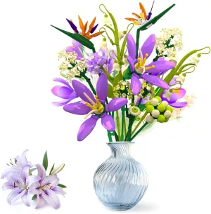 Flower Bouquet Building Set for Adults - 891pcs Artificial Flowers for Office & Home Decor - Botanical Collection - Mother's Day, Birthday Ideal Gift for Women, Girls & Boys
