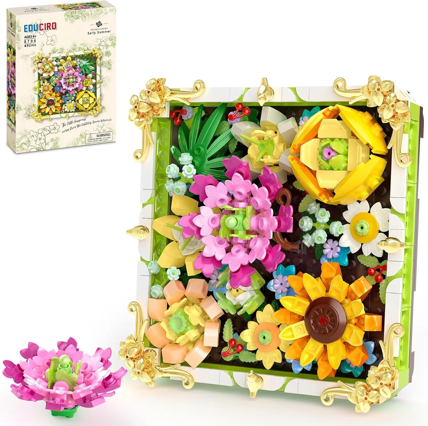Flowers Frame Toys Building Sets, Gift for Her or Him for Valentines Day Gift, Mother's Day, Birthday, Christmas, Botanical Collection Home Décor - 492PCS