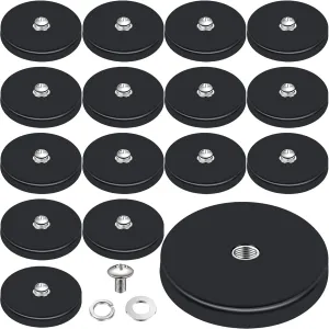 Flutesan 16 Pcs Rubber Coated Magnet Neodymium Base Anti Scratch Magnet Male Thread with Bolts Nuts Lighting Camera Tools Equipments