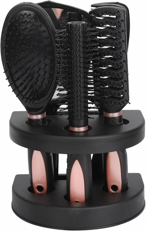 Fockety 5Pcs Hair Comb Set, Mirror Comb Set and Holder Stand Set, Portable Multifunctional Hair Brush and Comb Set, Salon Hairdressing Styling Tool for Women and Men, Wet Dry Curly Styling