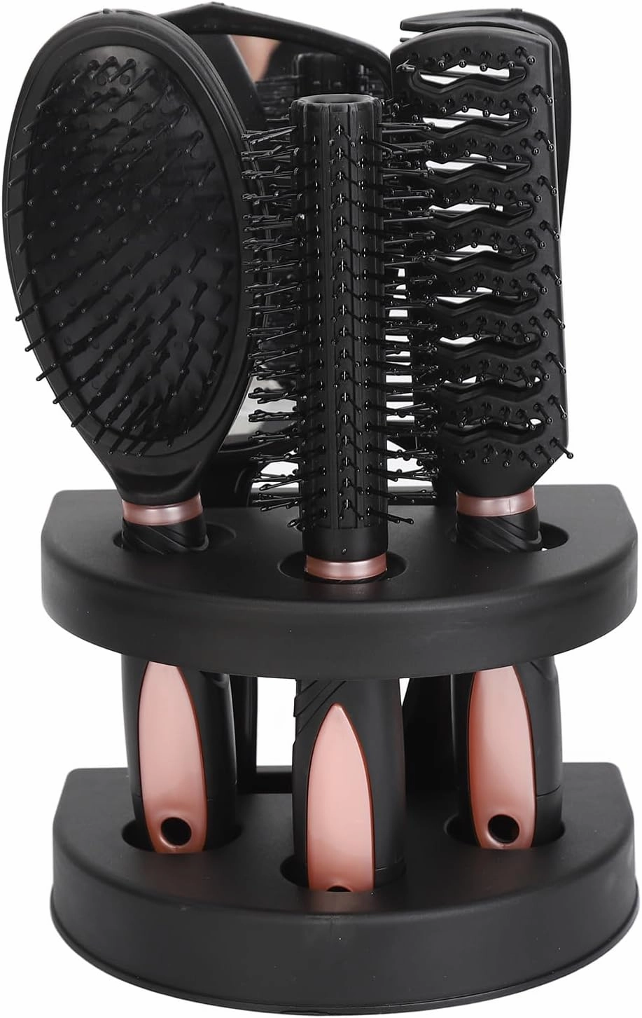 Fockety 5Pcs Hair Comb Set, Mirror Comb Set and Holder Stand Set, Portable Multifunctional Hair Brush and Comb Set, Salon Hairdressing Styling Tool for Women and Men, Wet Dry Curly Styling