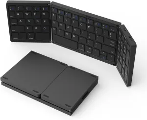 Foldable Bluetooth Keyboard, Wireless Portable with Numeric Keypad, USB-C Rechargeable Travel Keyboard for Laptop, Tablet, iPad, Smartphone (Black)