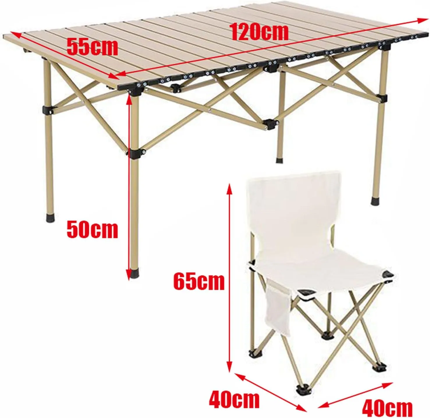 Folding Beach Picnic Tables Collapsible Backpack Lawn Chair Camping Folding Chair Set with Roll up Carbon Steel Table for More People Party, BBQ