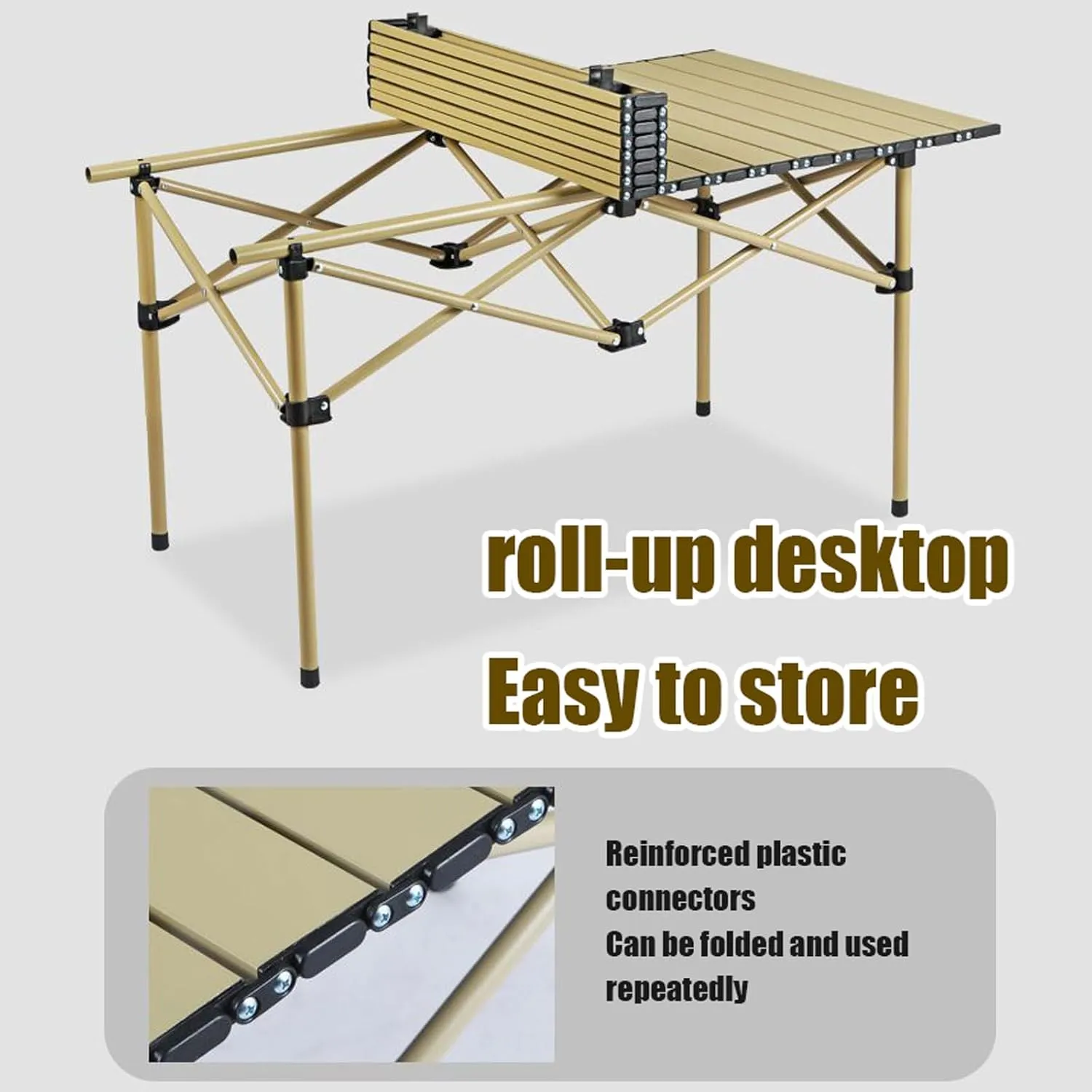 Folding Camping Table with Chairs Set, Portable Lightweight Carbon Steel Picnic Table Camp Chairs Lawn Chair with Storage Bag, for Hiking Picnic Party, Black-120cm-7pcs