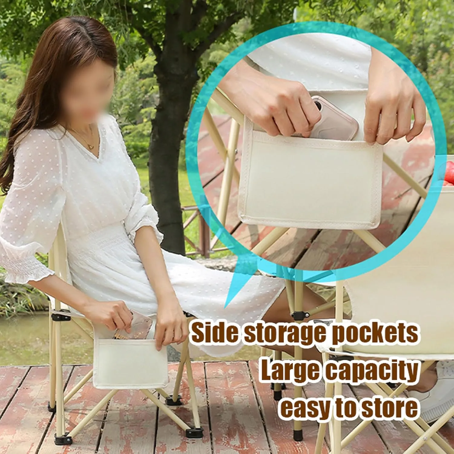 Folding Camping Table with Seats, Portable Aluminum Picnic Table and Collapsible Chairs with Carrying Storage Bag, Compact Patio Table Chairs for Indoor Outdoor, Brown