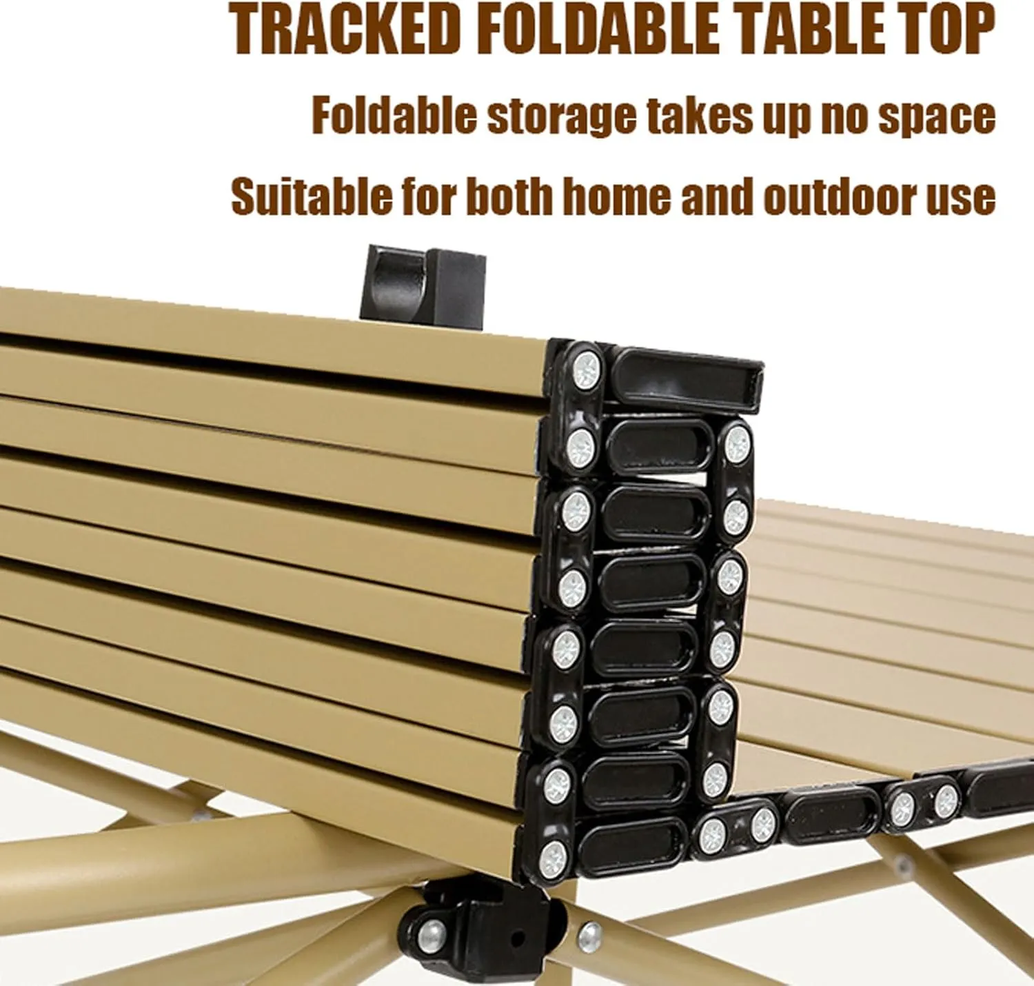 Folding Camping Table with Seats, Portable Aluminum Picnic Table and Collapsible Chairs with Carrying Storage Bag, Compact Patio Table Chairs for Indoor Outdoor, Brown