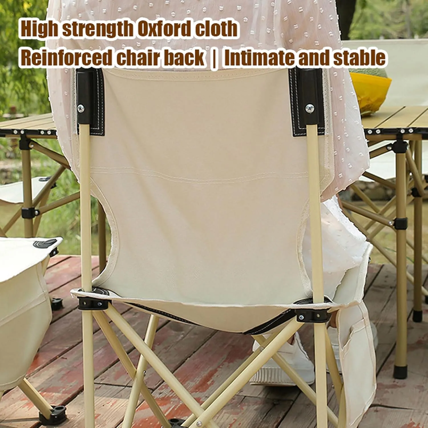 Folding Camping Table with Seats, Portable Aluminum Picnic Table and Collapsible Chairs with Carrying Storage Bag, Compact Patio Table Chairs for Indoor Outdoor, Brown