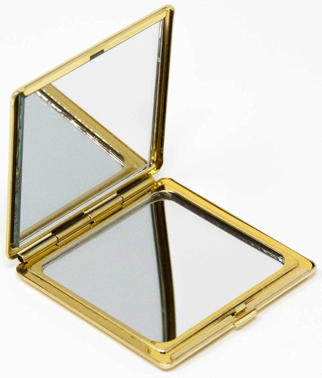 Folding Compact Pocket Makeup Mirror With Swarovski Rhinestone Crystals Double Sided (5x magnification   1x magnification) (Golden Flower (Square))