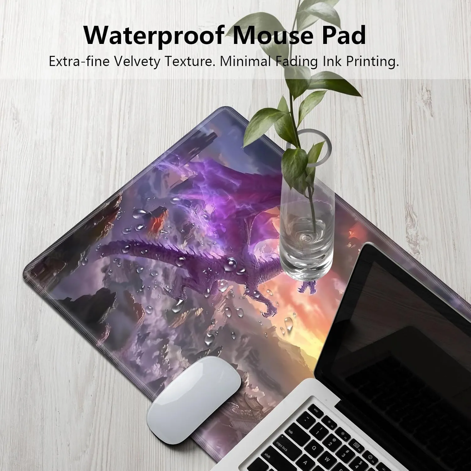 for MTG Playmat 24" x 14" with High Elastic Rubber Base Non-Slip Rubber Sole HD Printing for MTG Mat Magic Mat Card Playmat Magic Playmat Gaming Mouse Pad, Orange Purple Dragon Fight