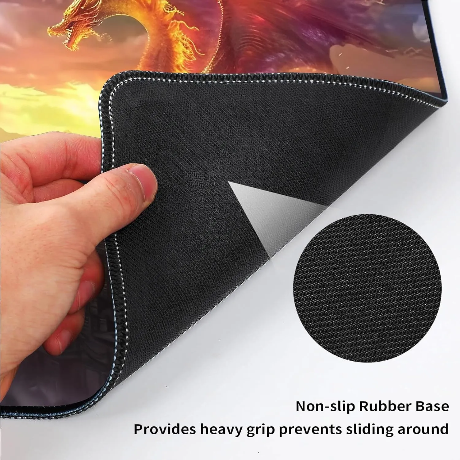 for MTG Playmat 24" x 14" with High Elastic Rubber Base Non-Slip Rubber Sole HD Printing for MTG Mat Magic Mat Card Playmat Magic Playmat Gaming Mouse Pad, Orange Purple Dragon Fight