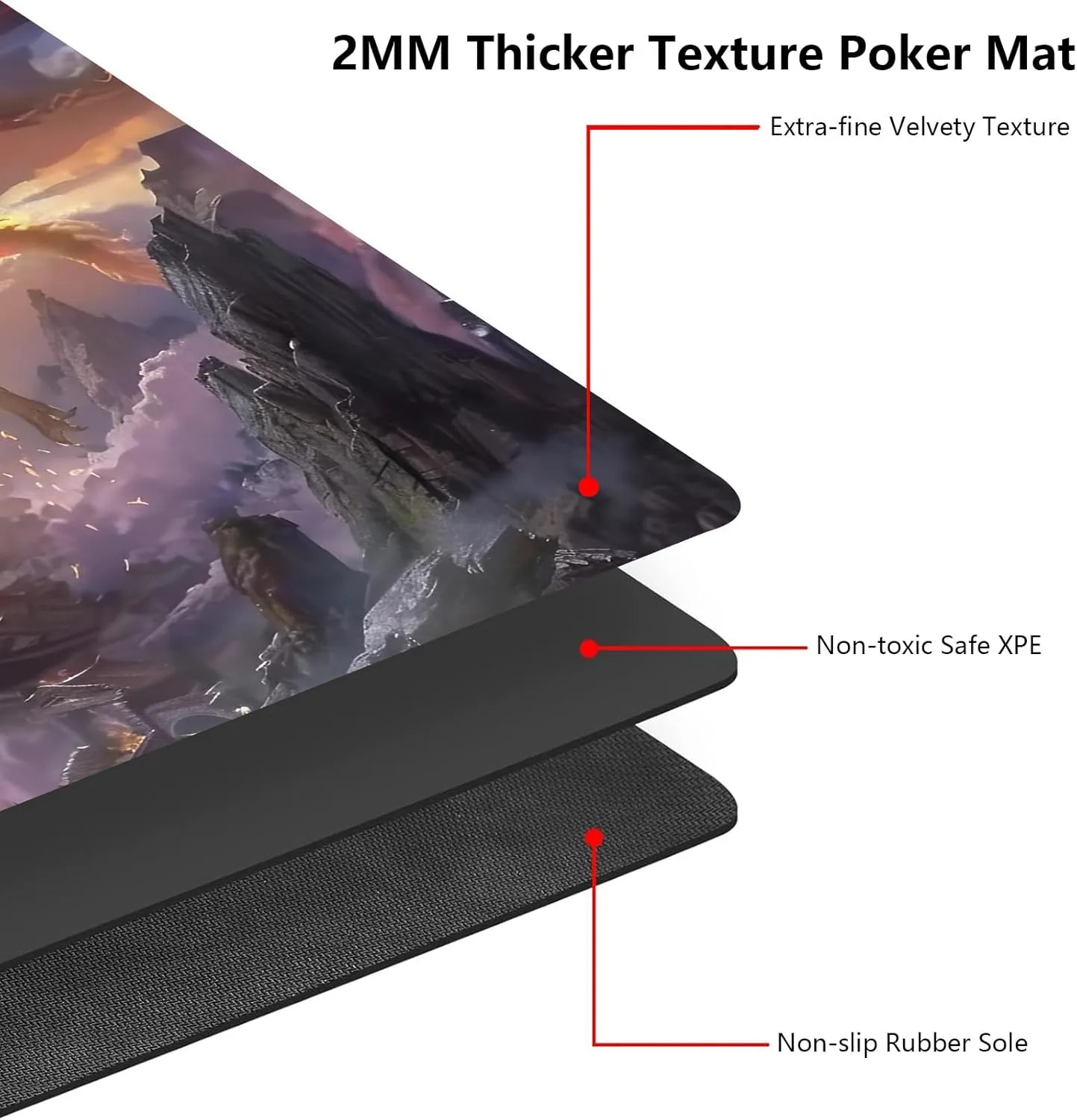 for MTG Playmat 24" x 14" with High Elastic Rubber Base Non-Slip Rubber Sole HD Printing for MTG Mat Magic Mat Card Playmat Magic Playmat Gaming Mouse Pad, Orange Purple Dragon Fight