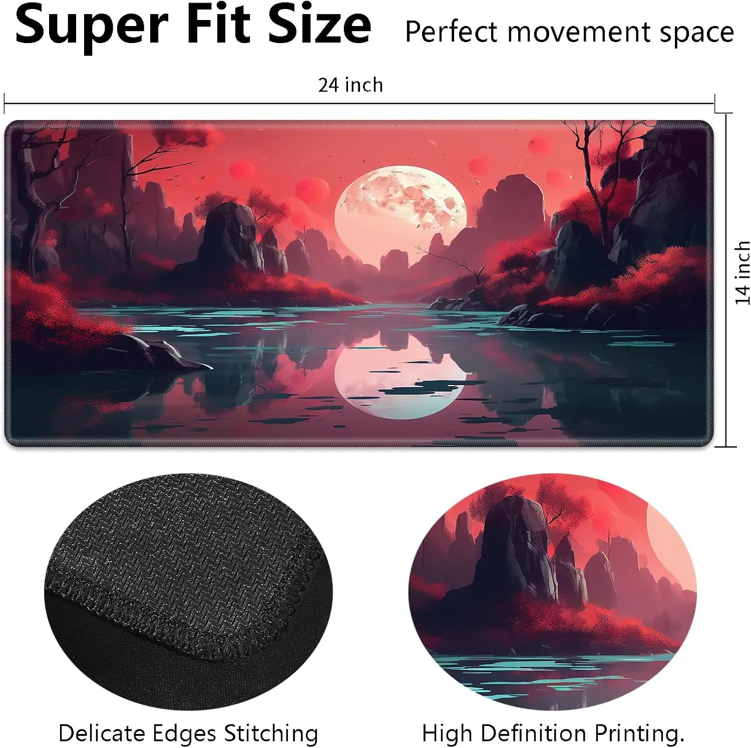for MTG Playmat 24" x 14" with High Elastic Rubber Base Non-Slip Rubber Sole HD Printing for MTG Mat Magic Mat Card Playmat Magic Playmat Gaming Mouse Pad, Red Sunset