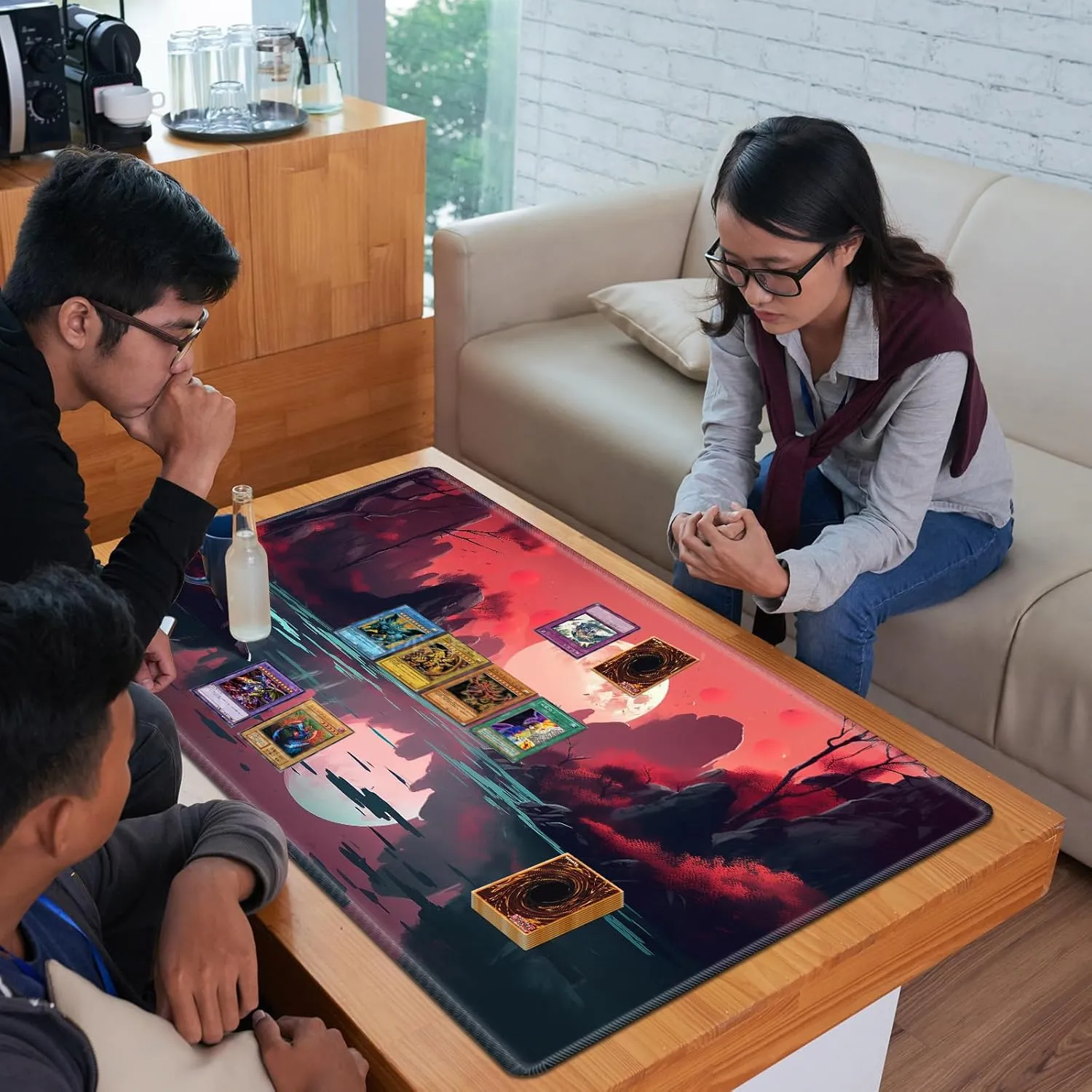 for MTG Playmat 24" x 14" with High Elastic Rubber Base Non-Slip Rubber Sole HD Printing for MTG Mat Magic Mat Card Playmat Magic Playmat Gaming Mouse Pad, Red Sunset