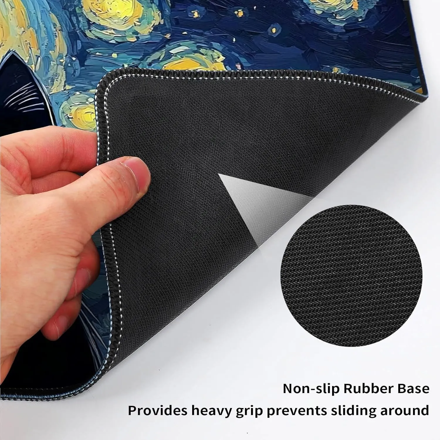 for MTG Playmat 24" x 14" with High Elastic Rubber Base Non-Slip Rubber Sole HD Printing for MTG Mat Magic Mat Card Playmats Magic Playmat Gaming Mouse Pad, Starry Night Black Cat