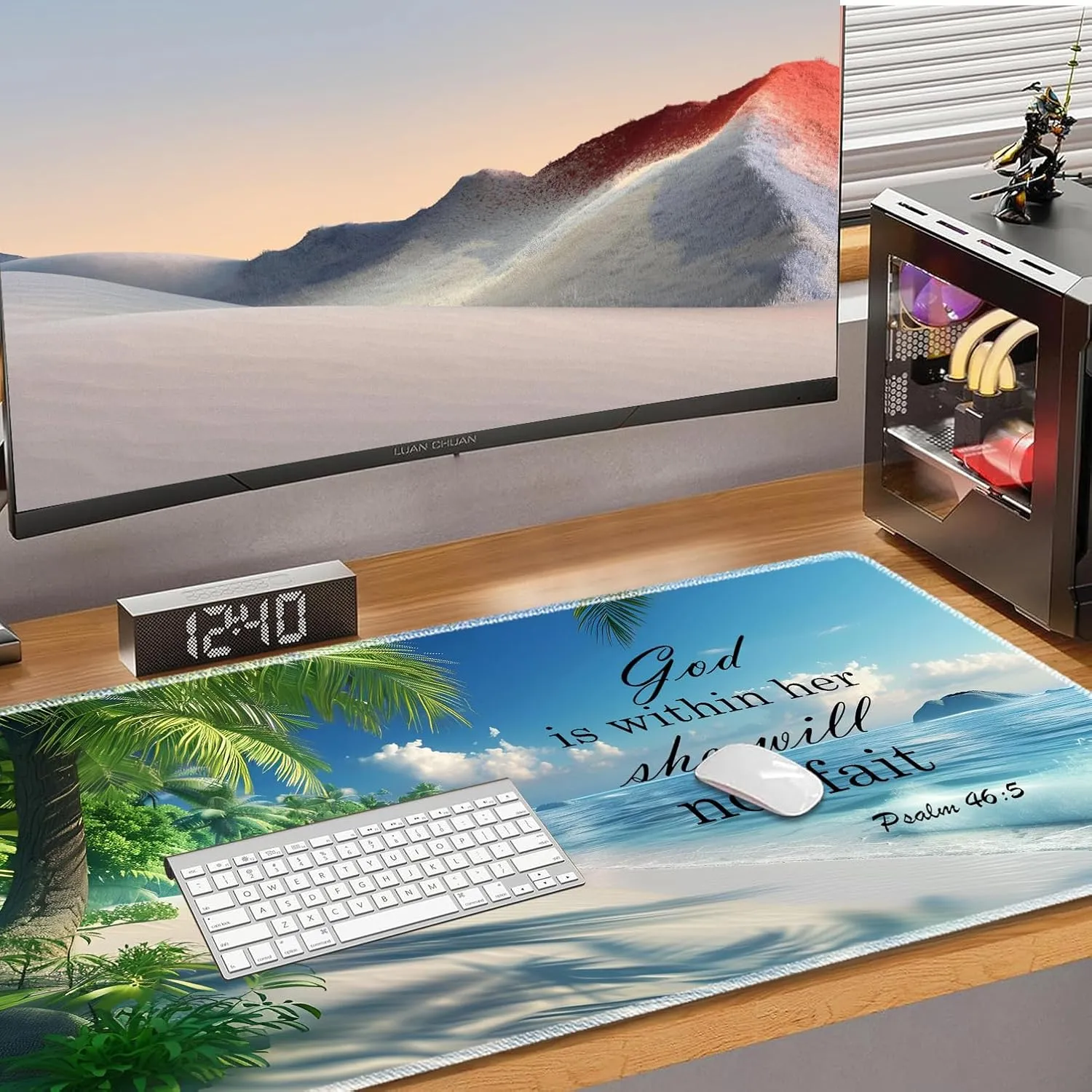 for MTG Playmat Non-Slip Rubber Play Mat with Storage Bag Combination, Ideal for Card Game Lovers TCG Play Mat, Beaches and Palm Trees
