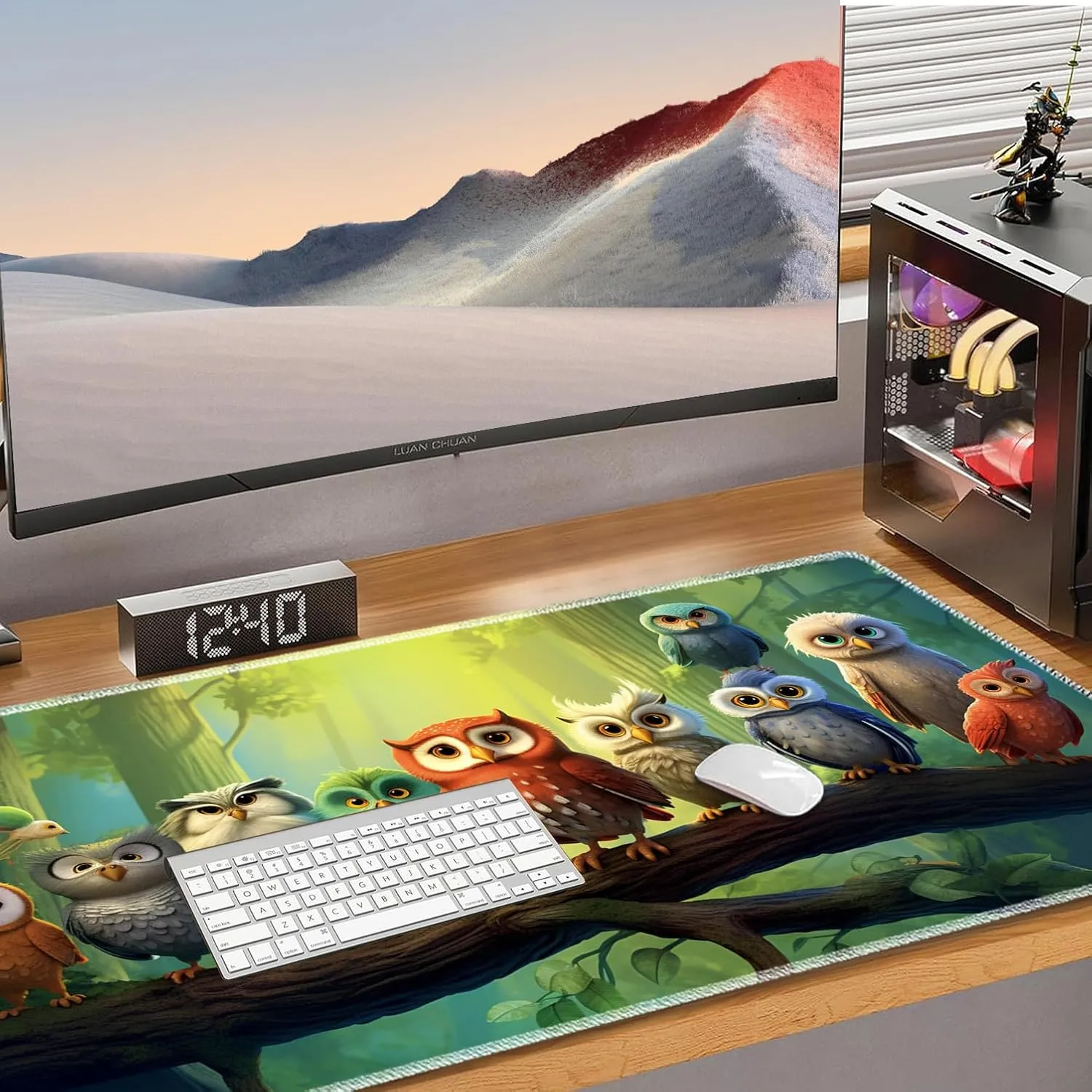 for MTG Playmat Non-Slip Rubber Play Mat with Storage Bag Combination, Ideal for Card Game Lovers TCG Play Mat, Owl