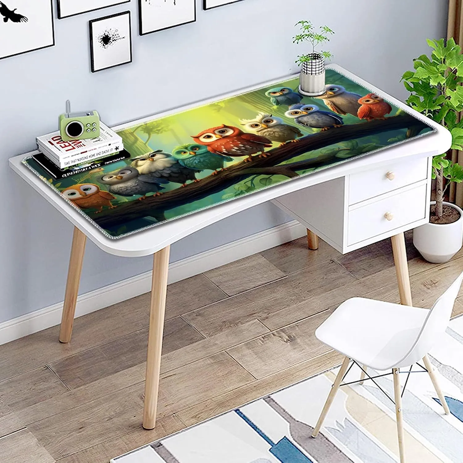 for MTG Playmat Non-Slip Rubber Play Mat with Storage Bag Combination, Ideal for Card Game Lovers TCG Play Mat, Owl