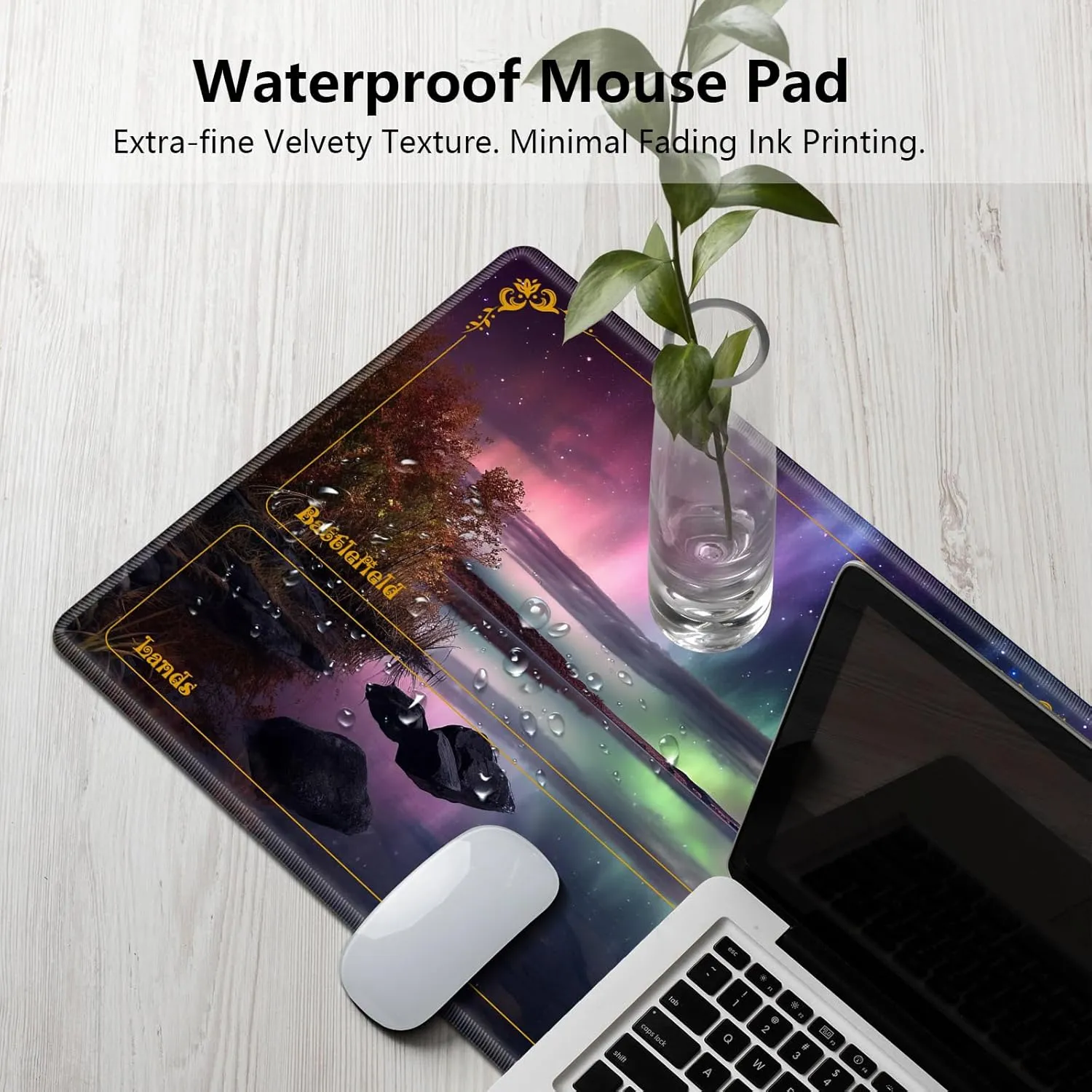 for MTG Playmat with Zones 24" x 14" with High Elastic Rubber Base Non-Slip Rubber Sole HD Printing for MTG Mat Magic Mat Card Playmat Magic Playmat Mouse Pad, Auroral Starry Sky
