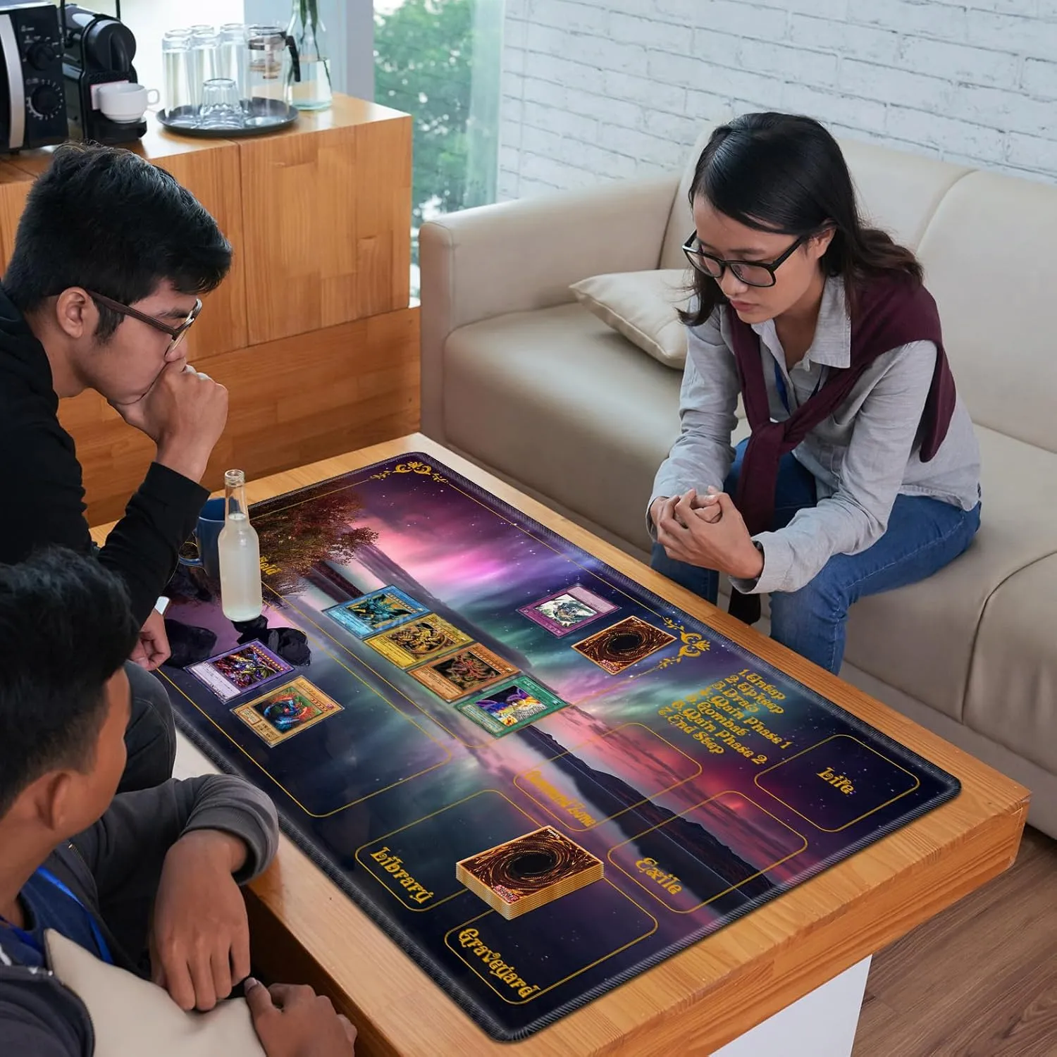 for MTG Playmat with Zones 24" x 14" with High Elastic Rubber Base Non-Slip Rubber Sole HD Printing for MTG Mat Magic Mat Card Playmat Magic Playmat Mouse Pad, Auroral Starry Sky