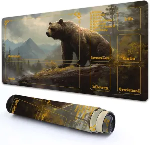 for MTG Playmat with Zones 24" x 14" with High Elastic Rubber Base Non-Slip Rubber Sole HD Printing for MTG Mat Magic Mat Card Playmat Magic Playmat Mouse Pad, Brown Bear