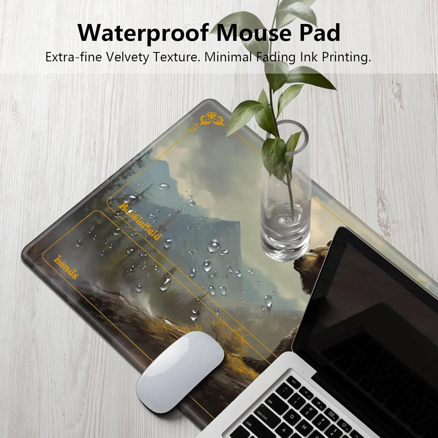 for MTG Playmat with Zones 24" x 14" with High Elastic Rubber Base Non-Slip Rubber Sole HD Printing for MTG Mat Magic Mat Card Playmat Magic Playmat Mouse Pad, Brown Bear