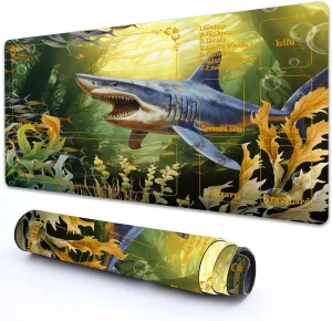 for MTG Playmat with Zones 24" x 14" with High Elastic Rubber Base Non-Slip Rubber Sole HD Printing for MTG Mat Magic Mat Card Playmat Magic Playmat Mouse Pad, Deep Sea Shark and Seaweed