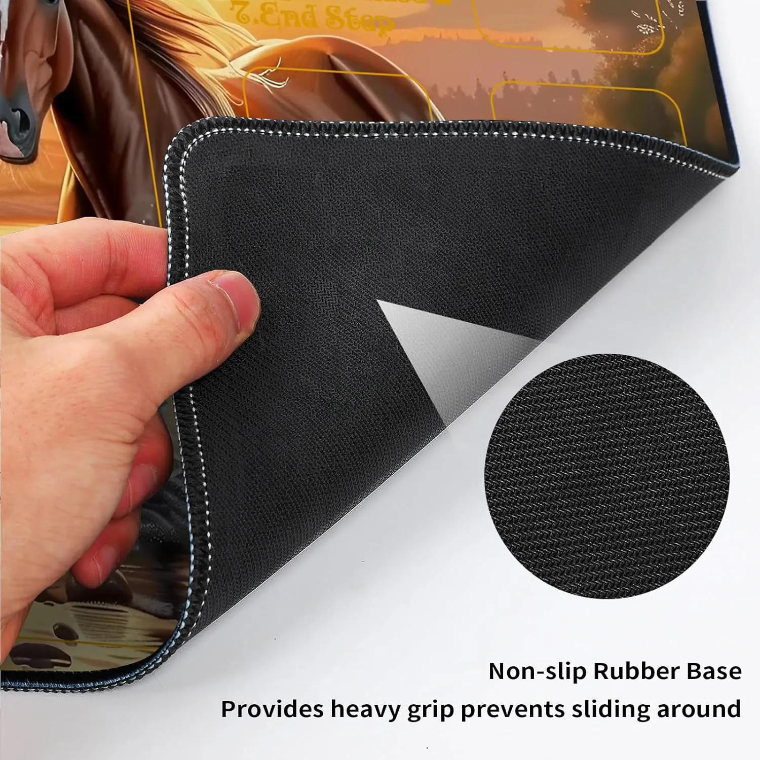 for MTG Playmat with Zones 24" x 14" with High Elastic Rubber Base Non-Slip Rubber Sole HD Printing for MTG Mat Magic Mat Card Playmat Magic Playmat Mouse Pad, Horses Playing in The River