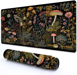for MTG Playmat with Zones 24" x 14" with High Elastic Rubber Base Non-Slip Rubber Sole HD Printing for MTG Mat Magic Mat Card Playmat Magic Playmat Mouse Pad, Mushroom Flower