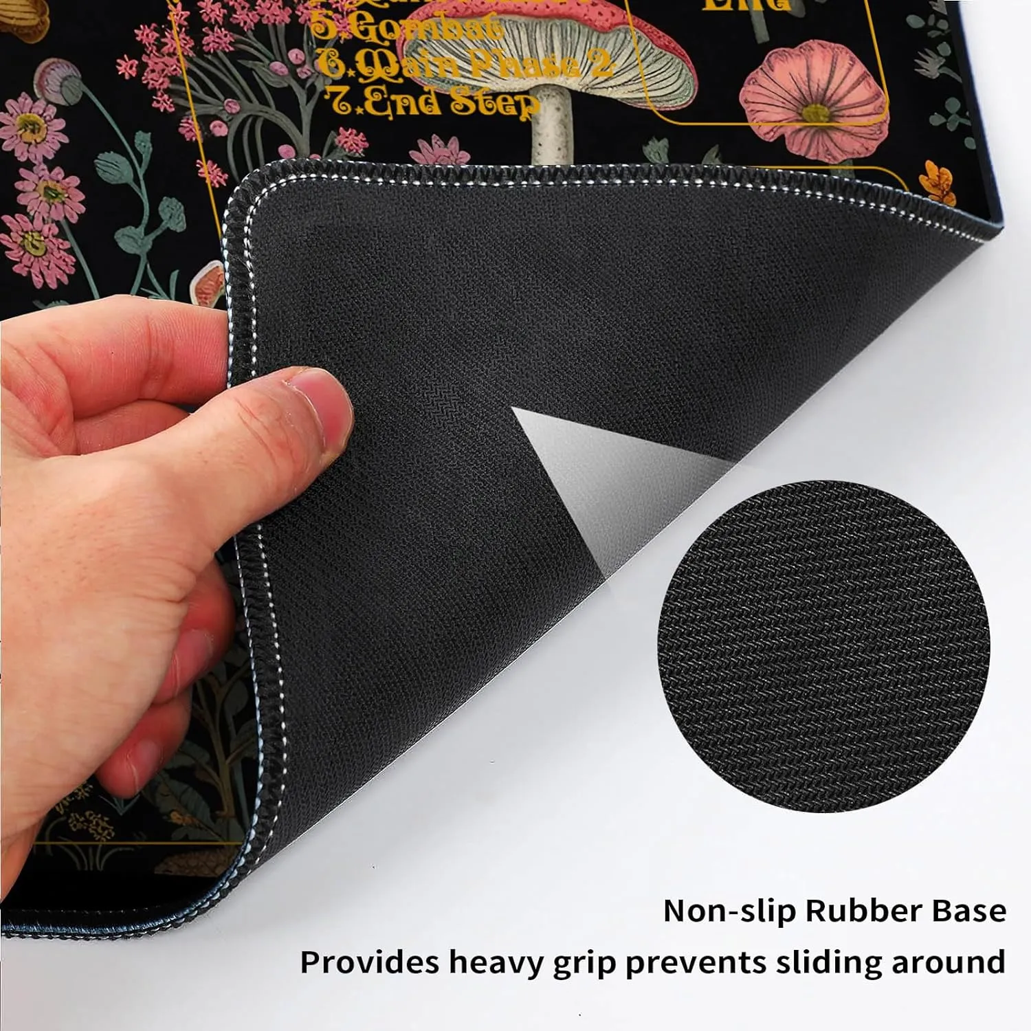 for MTG Playmat with Zones 24" x 14" with High Elastic Rubber Base Non-Slip Rubber Sole HD Printing for MTG Mat Magic Mat Card Playmat Magic Playmat Mouse Pad, Mushroom Flower