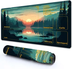 for MTG Playmat with Zones 24" x 14" with High Elastic Rubber Base Non-Slip Rubber Sole HD Printing for MTG Mat Magic Mat Card Playmat Magic Playmat Mouse Pad, Sunset On The River