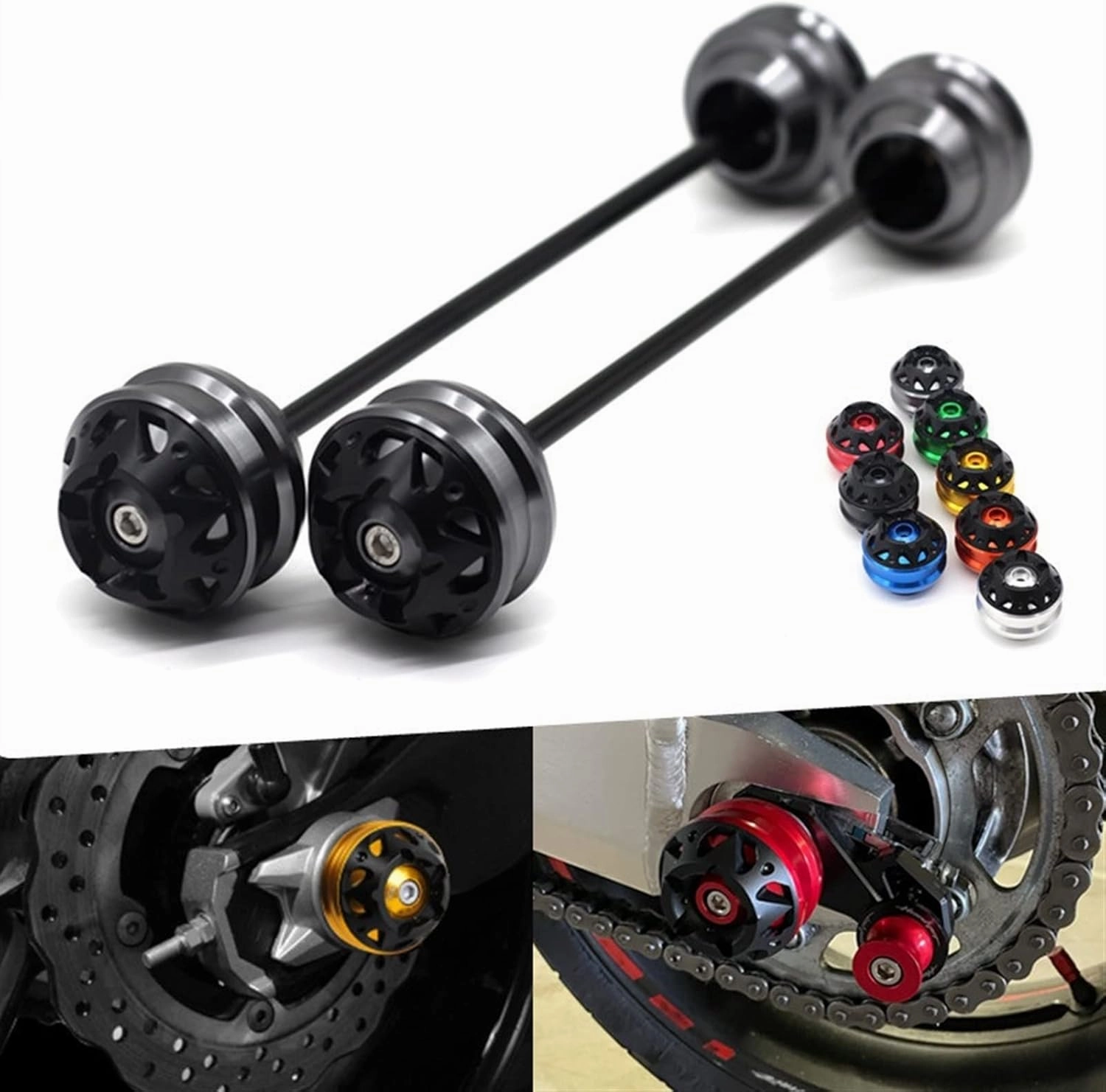 For H┐ONDA CBR650R C┐BR 650R 2018 2019 2020 2021 Motorcycle Front & Rear Axle Sliders Wheel Protection Motorcycle Slider(Silver,Rear)