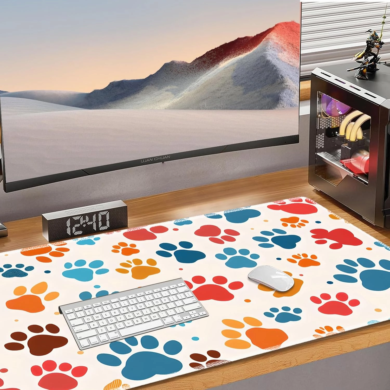 for MTG Playmat Non-Slip Rubber Play Mat with Storage Bag Combination, Ideal for Card Game Lovers TCG Play Mat, Color Dog Paw Prints