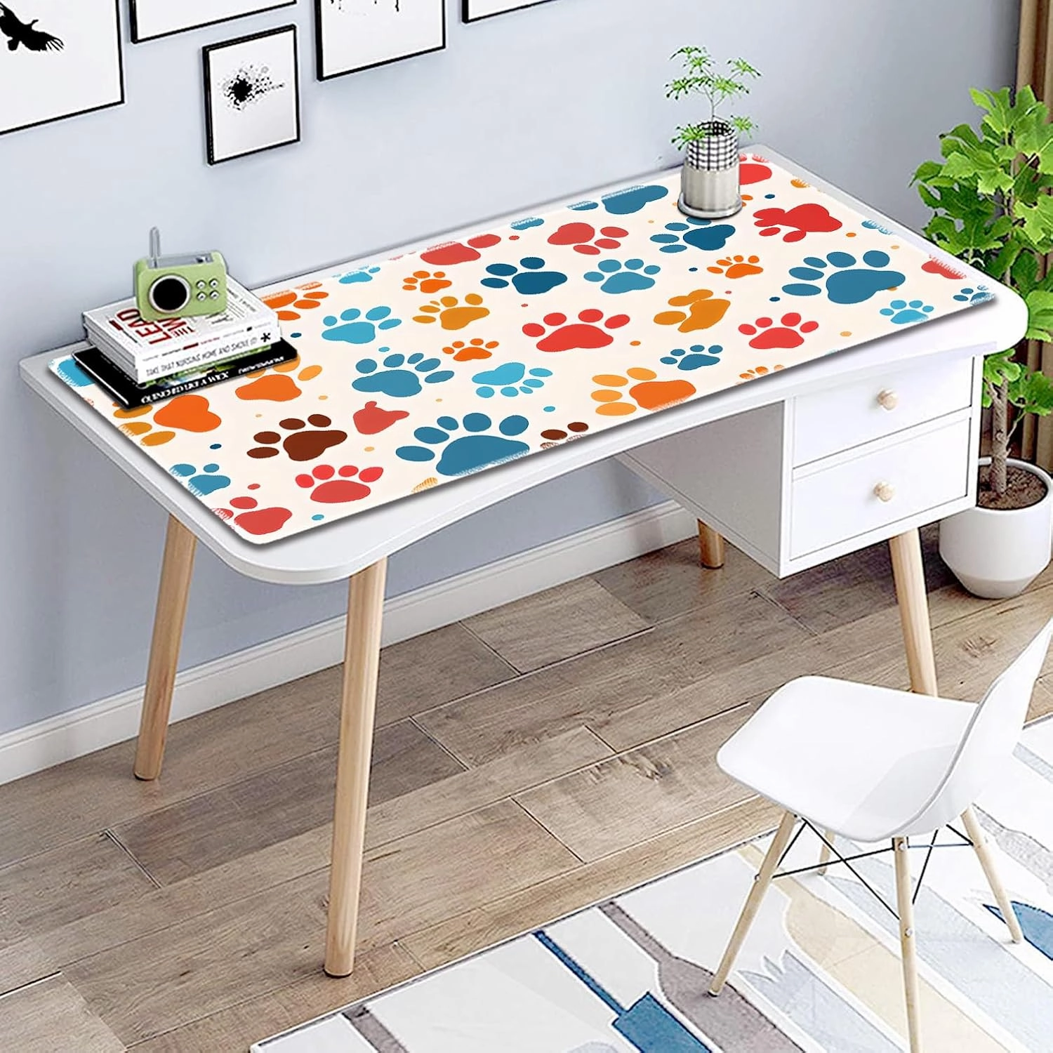 for MTG Playmat Non-Slip Rubber Play Mat with Storage Bag Combination, Ideal for Card Game Lovers TCG Play Mat, Color Dog Paw Prints